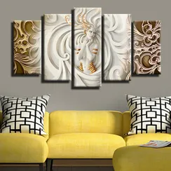 Модульная картина "Дева в золоте"