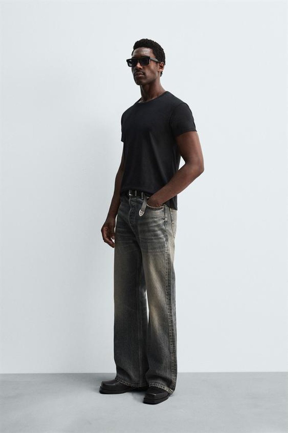 ZARA ДЖИНСЫ ШИРОКОГО КРОЯ, МЯГКИЙ СЕРЫЙ