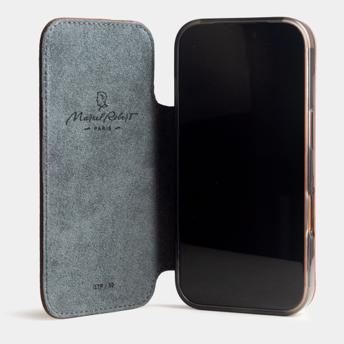 Чехол-книжка для iPhone 17 Pro Max - кожа телёнка, шоколад