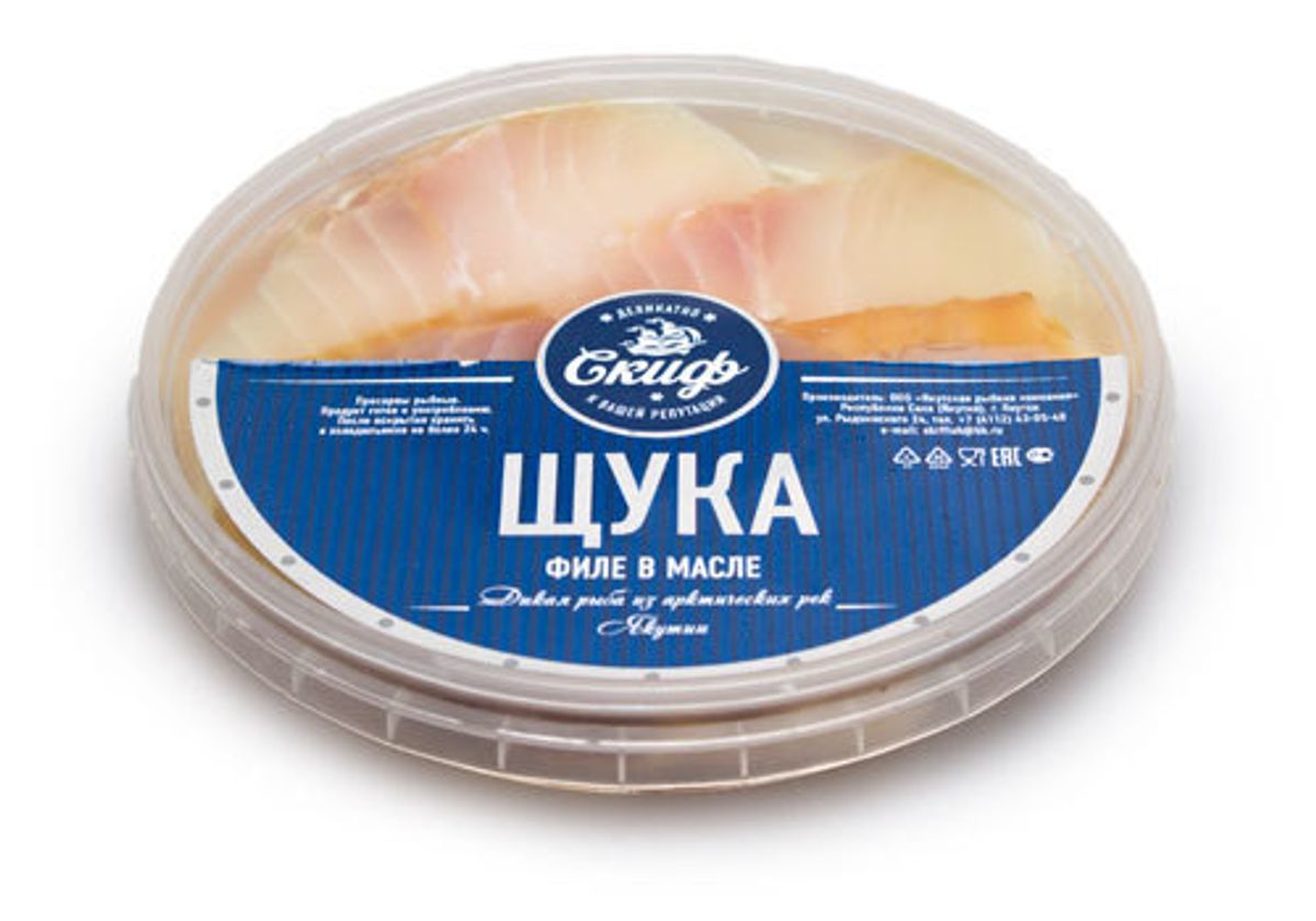Щука  филе х/к в масле, 180г