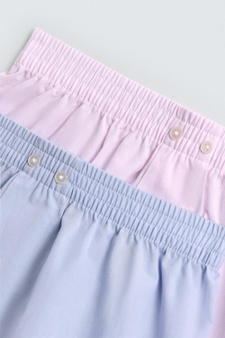 ZARA НАБОР ИЗ ДВУХ ТРУСОВ-БОКСЕРОВ ИЗ ПОПЛИНА В КОНТРАСТНУЮ ПОЛОСКУ, РАЗНОЦВЕТНЫЙ