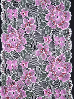 194 Кружево эластичное 19 см, Италия, весна, белый/лиловый
