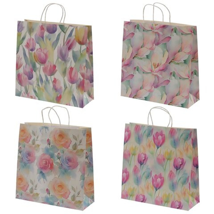 GAEM Пакет подарочный L (бумага 210г/м2, блок 12шт), L34 W12 H34 см, 4в.