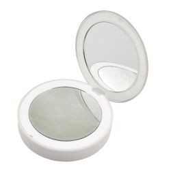 ULK-F70 2AAA WHITE Зеркало карманное с подсветкой 1Х+2Х. На батарейках 2AАА не в-к. Белый. ТМ Uniel