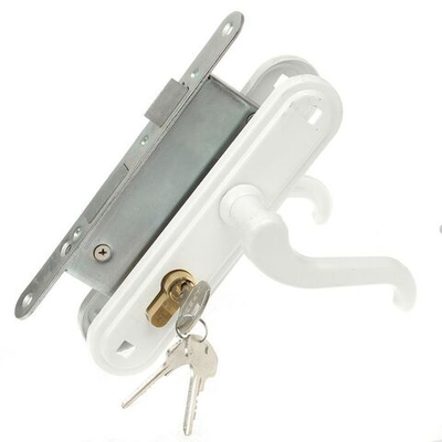Замок врезной Зенит, ЗВ4-3.02, 00-00000473, ручка в комплект, цилиндровый, бел