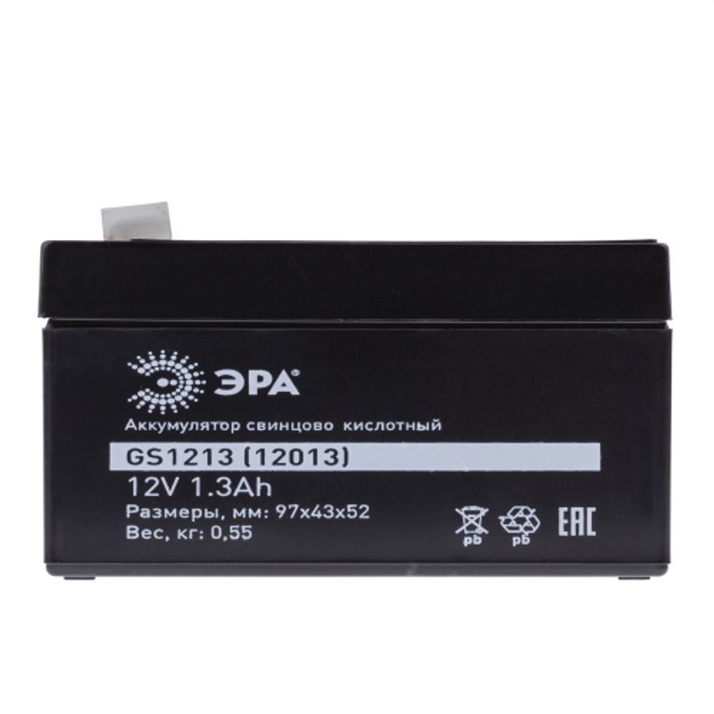 Аккумуляторы свинцово-кислотные ЭРА GS1213 12V 1,3Ah | Аккумуляторы