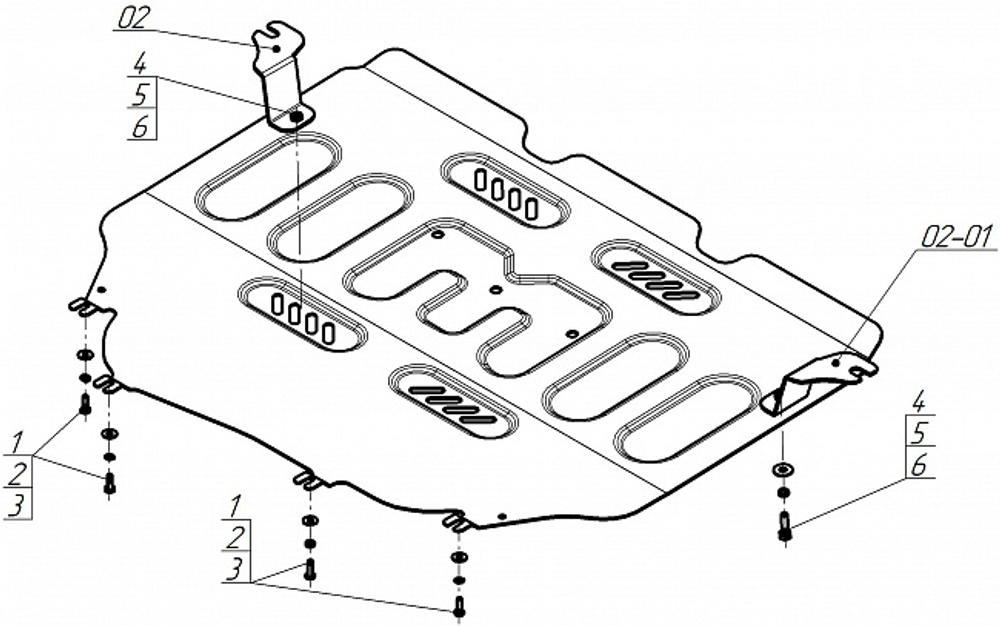 Защита картера двигателя, КПП. 2 мм, Сталь. для GAC Empow 2025-н.в., Motodor.77807