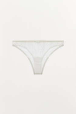 ZARA ТРУСЫ ИЗ СЕТЧАТОЙ ТКАНИ С КРУЖЕВОМ, ЖЕЛТОВАТО-БЕЛЫЙ