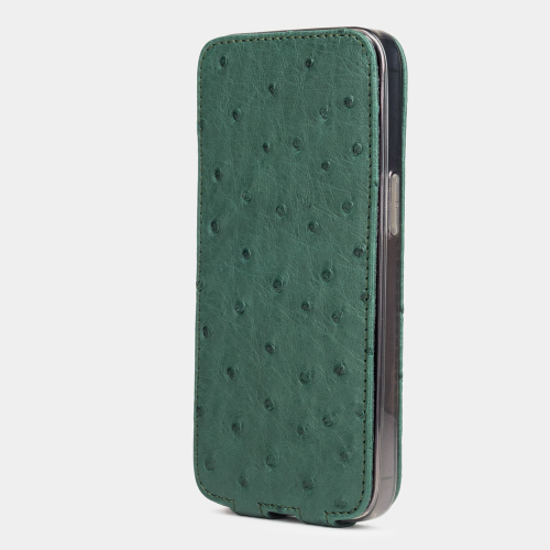 Чехол для iPhone 13 Pro из кожи страуса, зеленого цвета