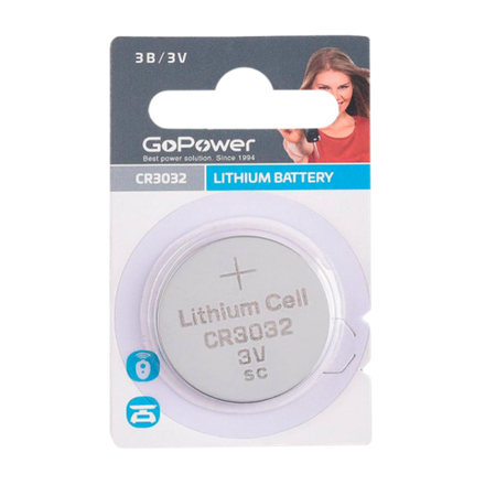 Батарейка GoPower CR3032 BL1 Lithium 3V (1/10/500)
