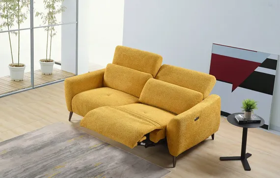 Диван-реклайнер с электроприводом Jasper, 200 см, желтый