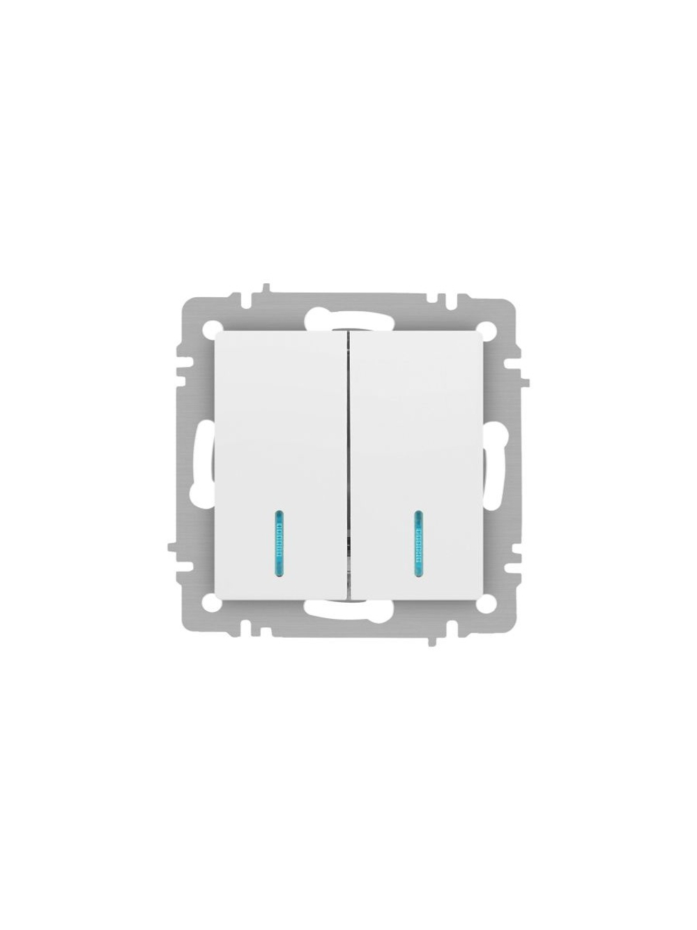 Выключатель 2-кл. СП Accent 6-105-01М 10А IP20 250В с подсветкой AL/CU бел. матов. Intro Б0063507