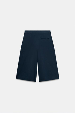 ZARA ШОРТЫ С ЗАЩИПАМИ — ZW COLLECTION, МОРСКОЙ СИНИЙ