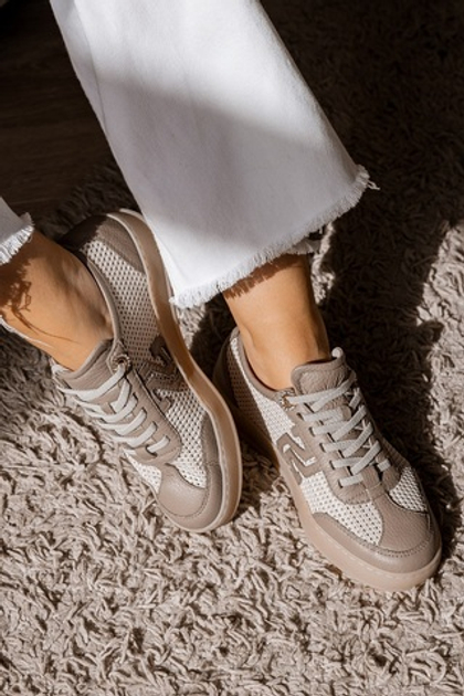 Кеды из комбинации натуральной кожи и сетки