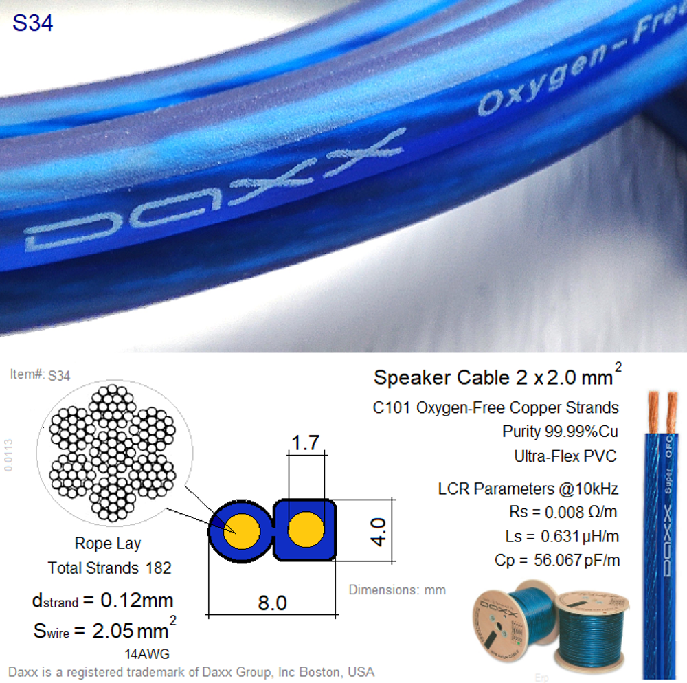 DAXX S30-я серия акустических кабелей, медные, Ultra-Flex PVC -1пог.м.-