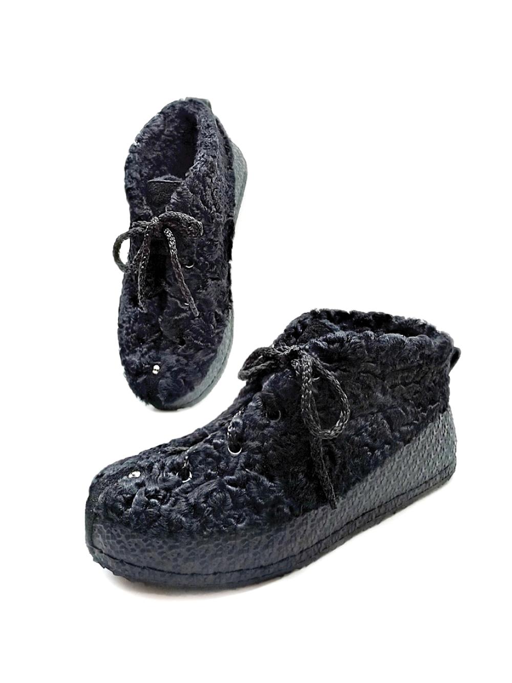 Ботинки из меха каракуля "BLACK"