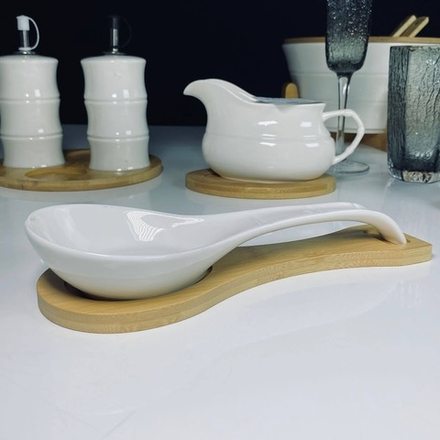 Lenardi 140-176 Ложка подставка 27см на нодставке BAMBOO в под.уп.(х36)Фарфор