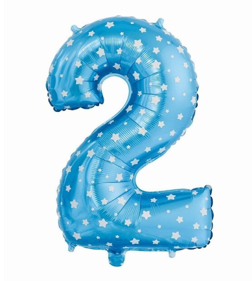 Шар цифра №2 Голубая со звездочками