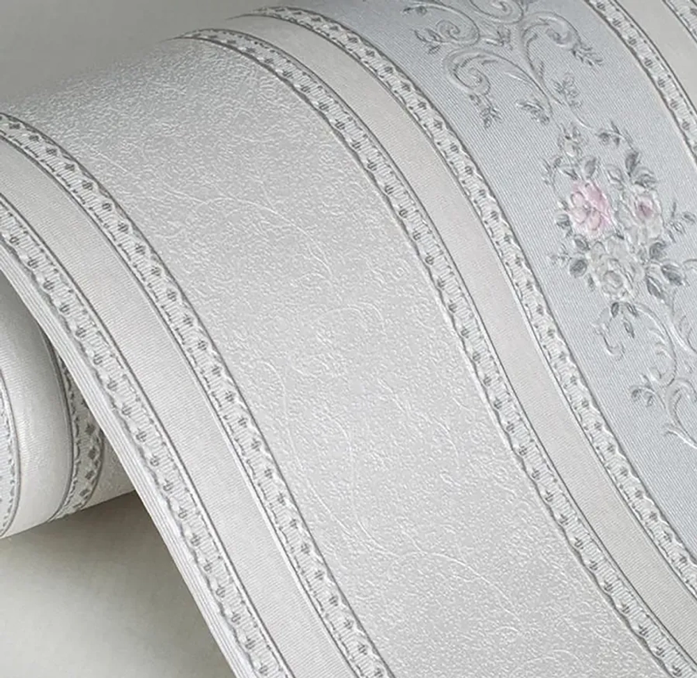 Обои бумажные Д877-06 Ситчик, полоска, флористика 0,53х10,05 м