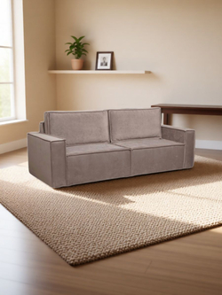 Угловой диван-кровать Сатурн (Чикаго 46 серо-бежевый) Еврокнижка, спальное место 202х155, пружинный блок Боннель, велюр, ниша для белья, широкие подлокотники, для гостиной и спальни