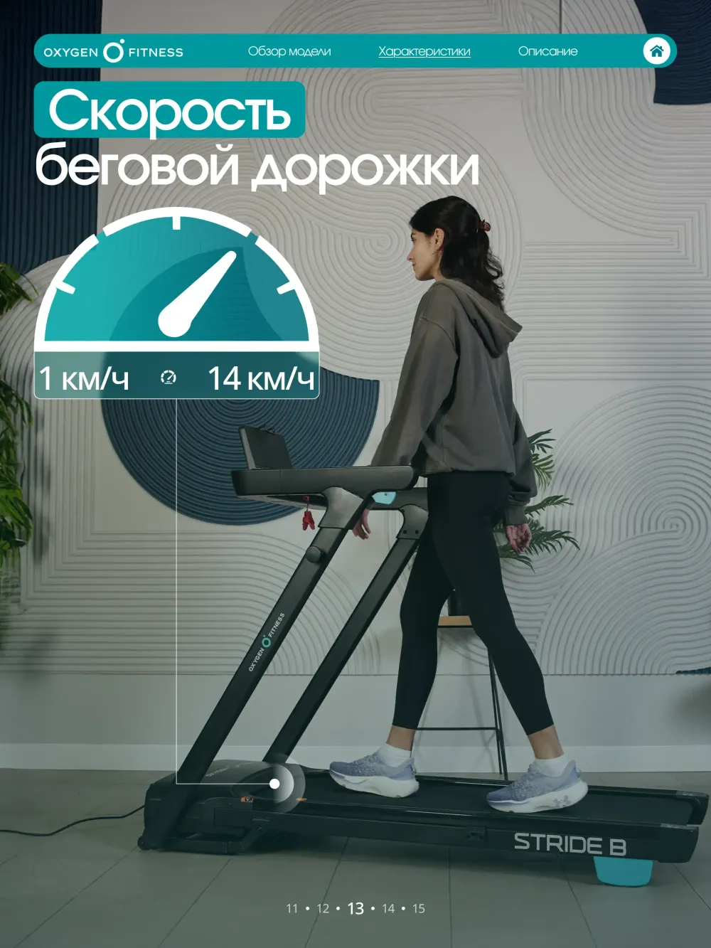 Беговая дорожка OXYGEN FITNESS STRIDE (черный) домашняя