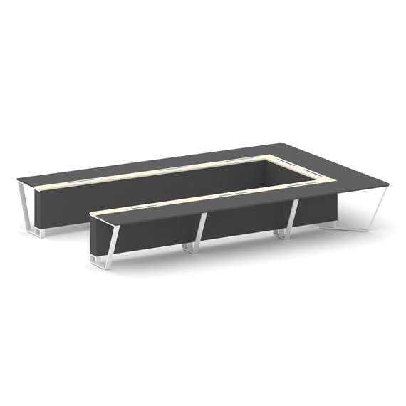 Steel Meet Стол переговорный П-образный KMK-PR.B.SP-15P Антрацит/Ваниль Глянец/Металл Белый 4800*320