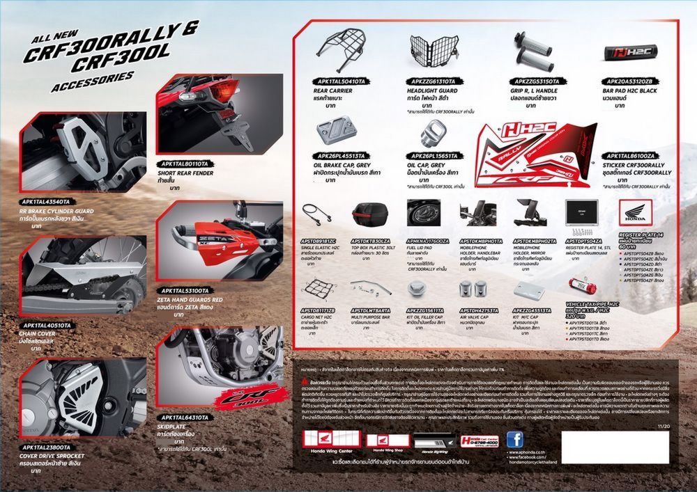 APK1TAL80110TA. Short Rear Fender. H2C. Tail Tidy Honda CRF300L, CRF300Rally (2021-UP). Original accessory