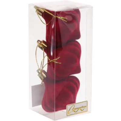 Набор ёлочных украшений VELOUR «Волшебная юла» 6 см (набор 3 шт), Рубин