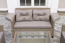 "Филадельфия" лаунж-зона из искусственного ротанга, цвет соломенный, цвет подушек бежевый