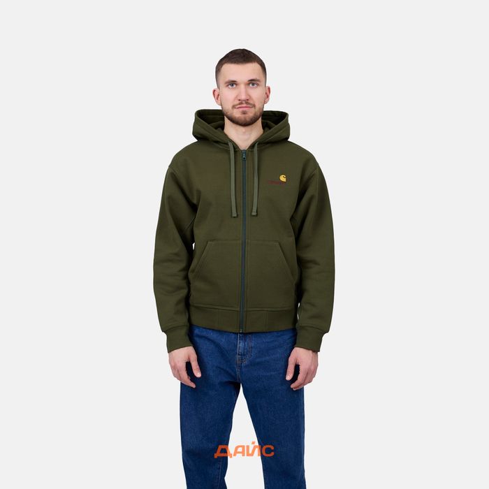 Толстовка мужская Carhartt WIP Hooded American Script Jacket  артикул:I033063_tarragon - купить в магазине Дайс