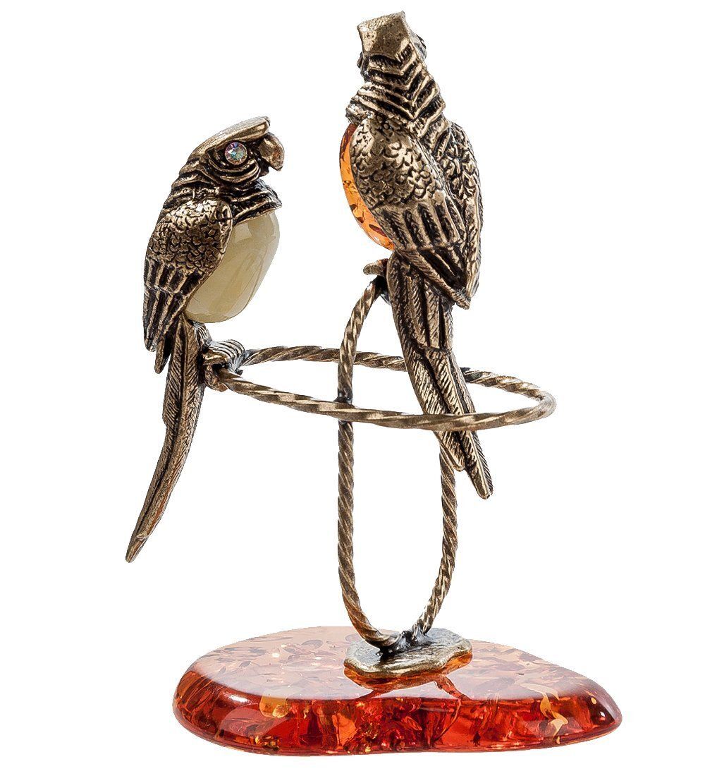 Народные промыслы AM- 514 Фигурка «Попугаи» (латунь, янтарь)