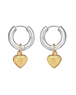 Серьги-конго с сердцем, серебро