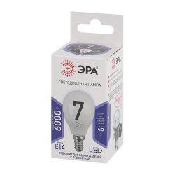 Лампочка светодиодная ЭРА STD LED P45-7W-860-E14 E14 / Е14 7Вт шар холодный дневной свет
