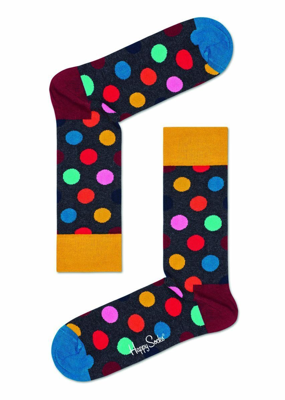 Черные носки Big Dot Sock в цветной горох (Размер: 25) (Цвет: черный)