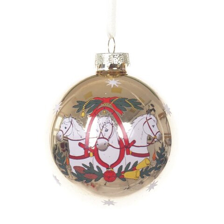 GAEM Украшение новогоднее "Шар с лошадками", L7 W7 H9 см