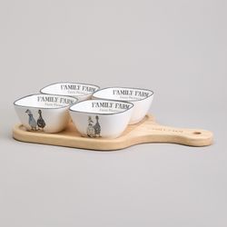 НАБОР САЛАТНИКОВ НА ДЕРЕВ. ПОДСТАВКЕ LEFARD "FAMILY FARM" 5 ПР. 30*19*6,7 СМ 160 МЛ (КОР=8НАБ.)