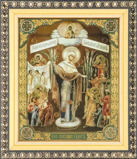 Икона БМ "Всех скорбящих радость", вид 2, 10х12, в раме 13х15