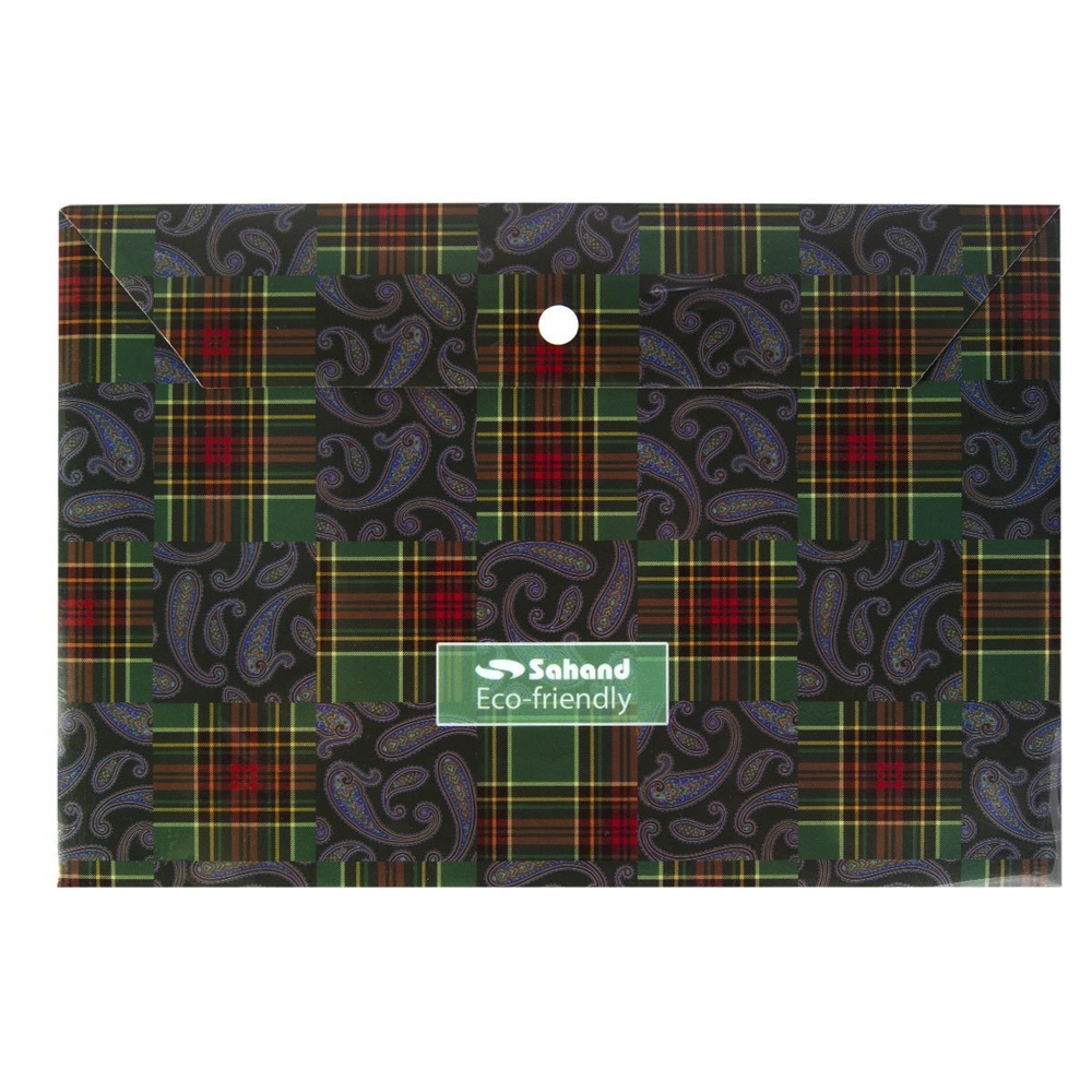 Папка-конверт на кнопке, Sahand, A4 220х320 мм, 180 мкм, пластик, с рисунком, "Classic", ассотри