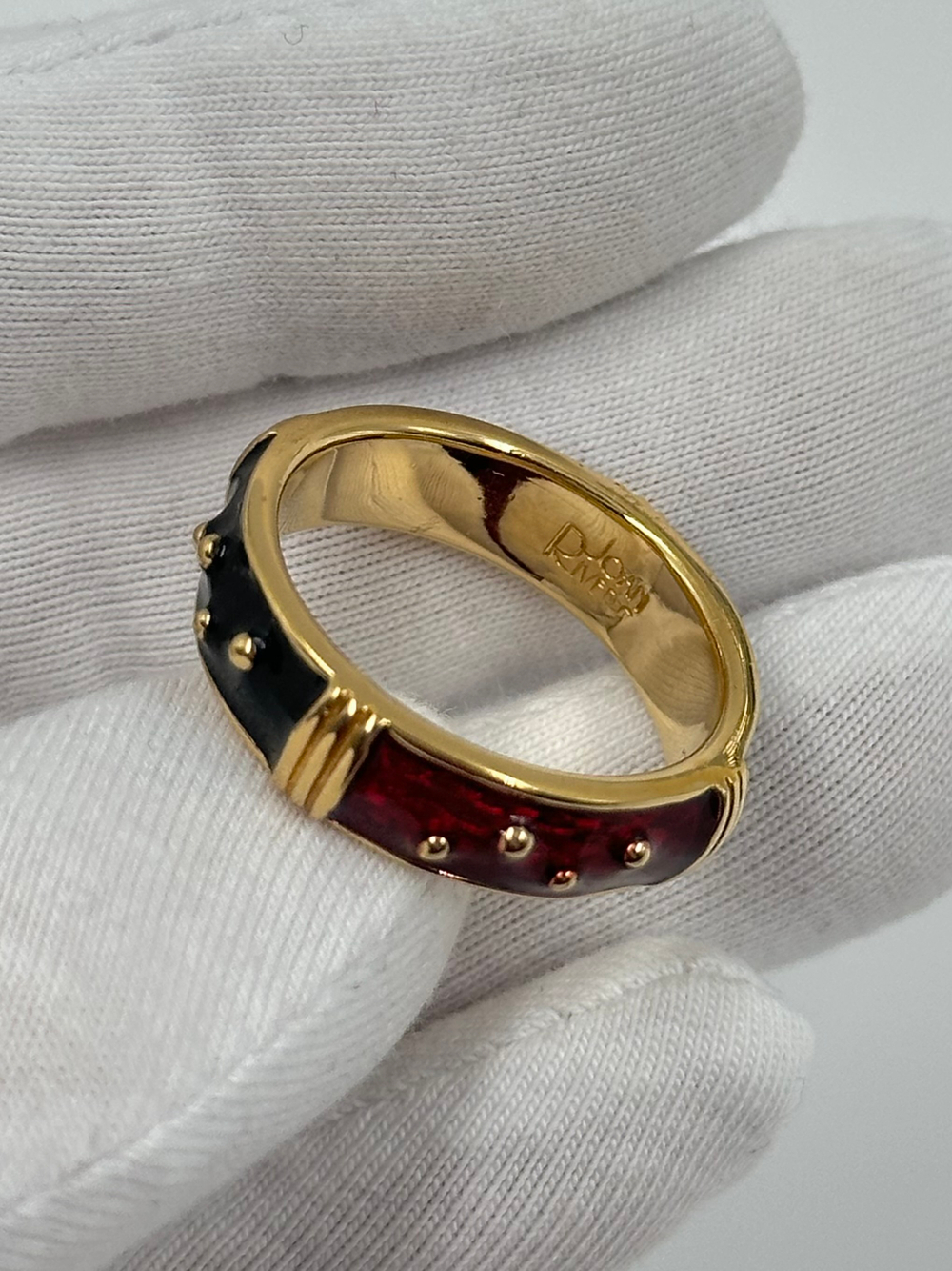 Кольцо с красной и чёрной эмалью Joan Rivers