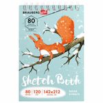 Скетчбук, белая бумага 120 г/м2 142х212 мм, 80 л., гребень, твердая обложка, BRAUBERG ART DEBUT, 112989
