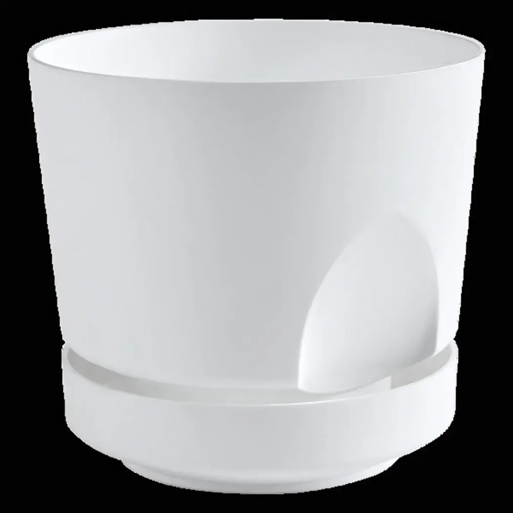 Кашпо для цветов пластиковое 0,8л d-12 см «Тренд» с поддоном Белый