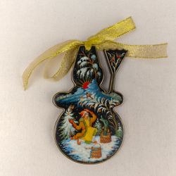 Сувенир Снеговик "По-щучьему веленью" с росписью Палех в коробке