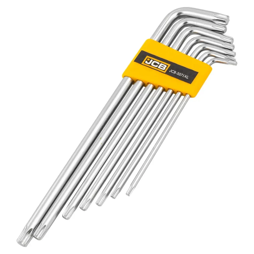 Набор ключей TORX Г-образных экстра длинных 7пр.(Т10,Т15,Т20,Т25,Т27,Т30,Т40) в пластиковом держателе JCB JCB-5071XL