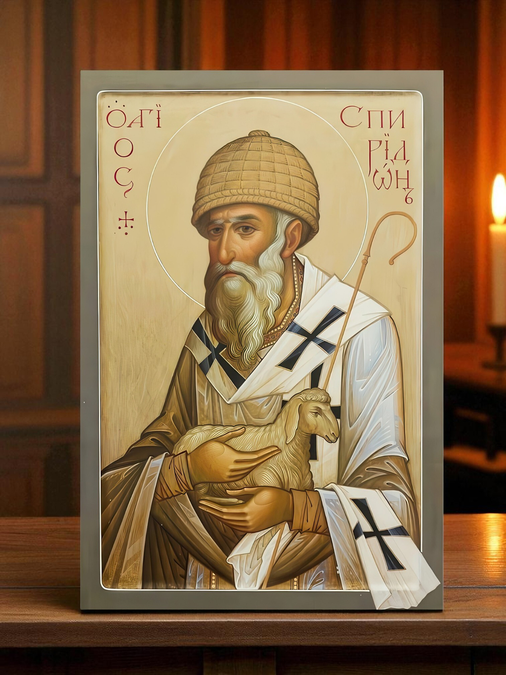 Деревянная икона Спиридона