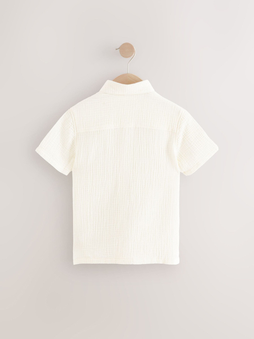 Рубашка с коротким рукавом для мальчика Next AB9-197, Молочный