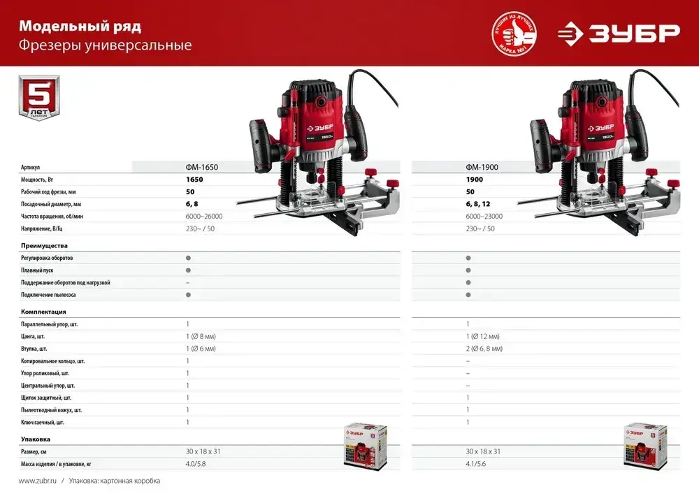ЗУБР 1900 Вт, 50 мм, универсальный фрезер (ФМ-1900)