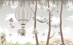 Обои воздушный шар и слоник