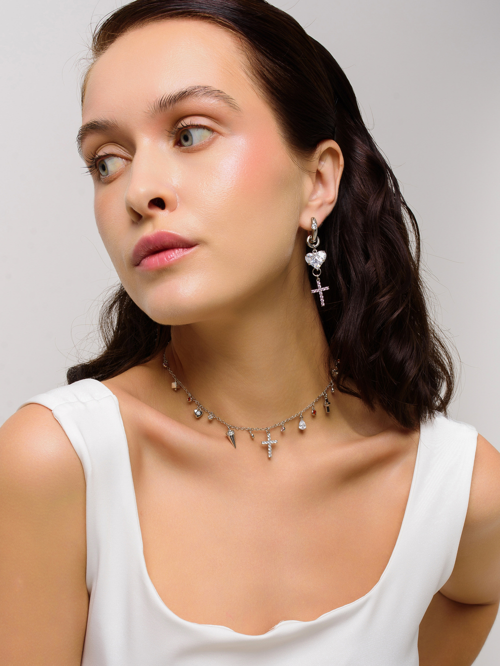 Чокер "Multi Crystal Cross"