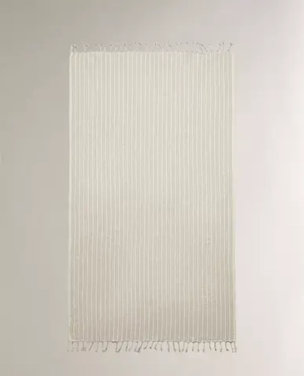 ZARA HOME ПЛЯЖНОЕ ПОЛОТЕНЦЕ С БАХРОМОЙ, ЗЕЛЕНЫЙ