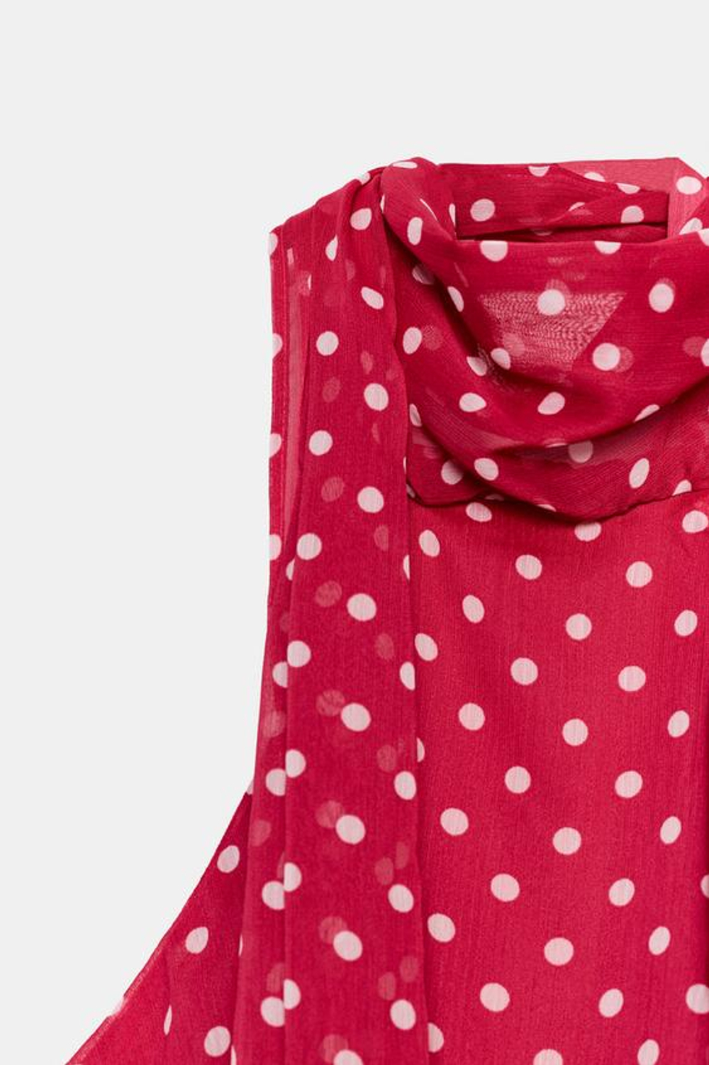 ZARA АСИММЕТРИЧНЫЙ ТОП В ГОРОШЕК, КРАСНЫЙ